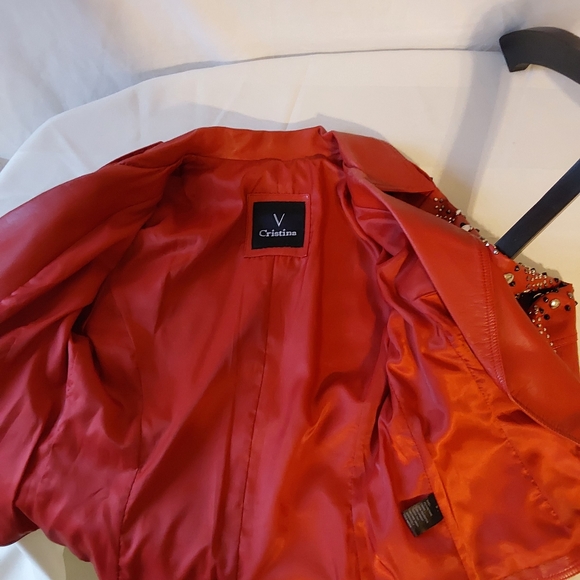V Christian Red Faux Leather Moto Jacket. SIZE SMALL - Picture 4 of 16
